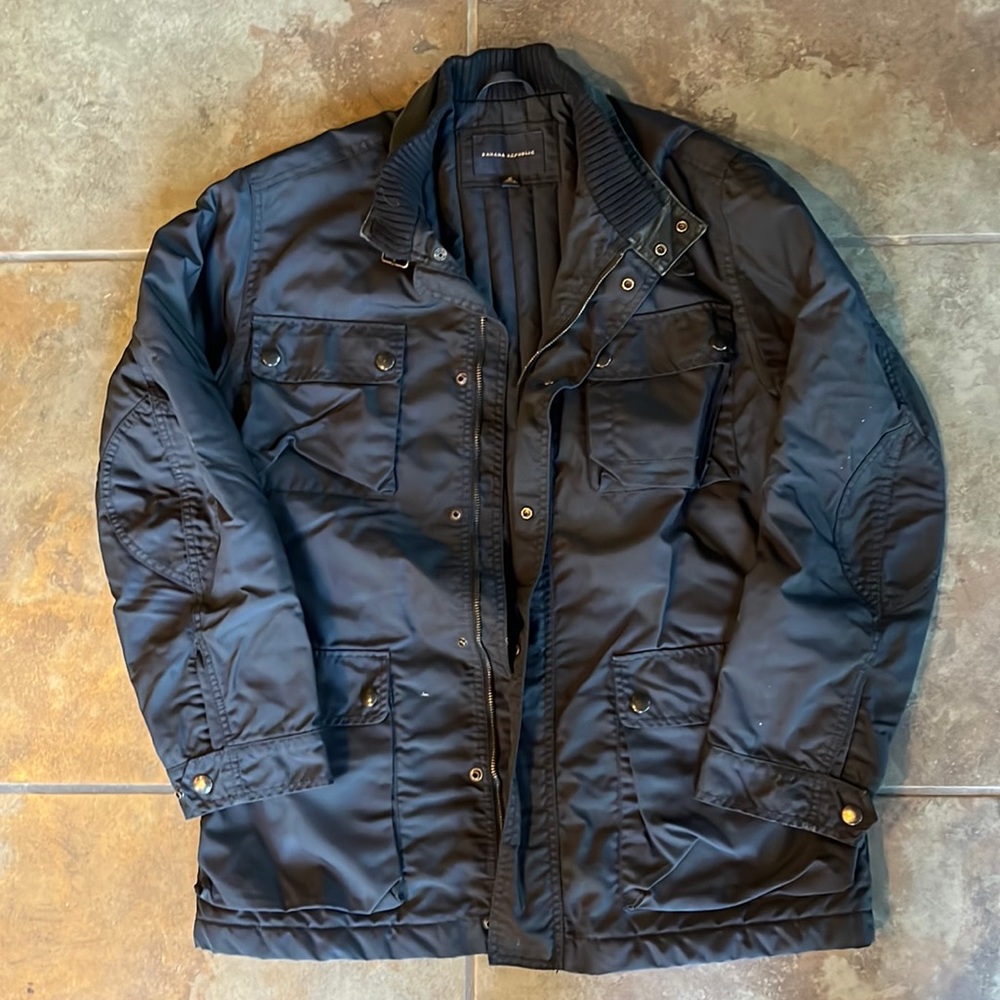 Black rain proof banana republic thick lined coat